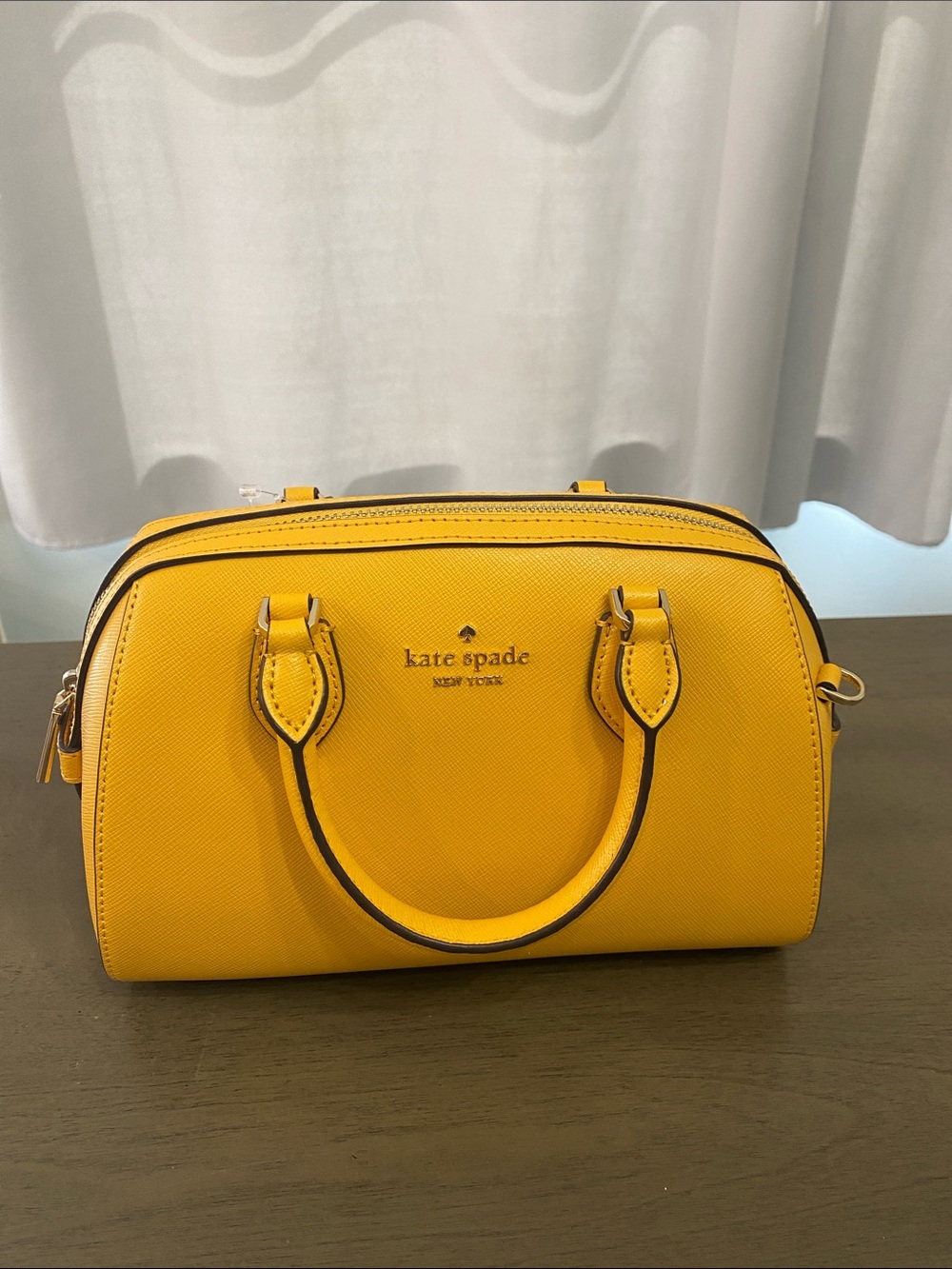 kate spade yellow saffiano dome satchel with gold hardware